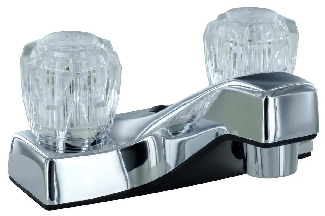 PF212307 – VALTERRA LLC Faucet, Use For Lavatory Single Piece 4 Inch Deck Mount 2 Clear Crystal Acrylic Knob Handle P...
